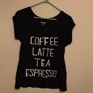 Black Top Coffee Latte Tea Espresso Short Sleeve